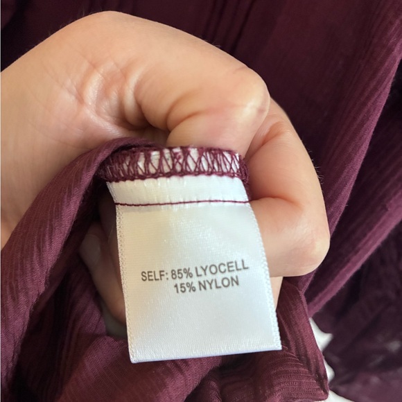 Laura Ashley Burgundy Ruffle V-Neck Blouse - Picture 3 of 5